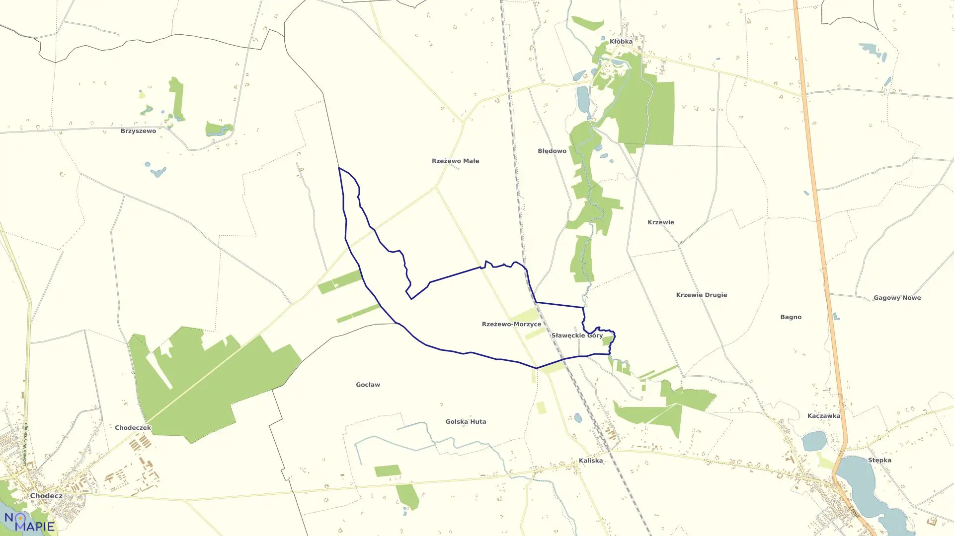 Mapa obrębu Rzeżewo-Morzyce w gminie Lubień Kujawski